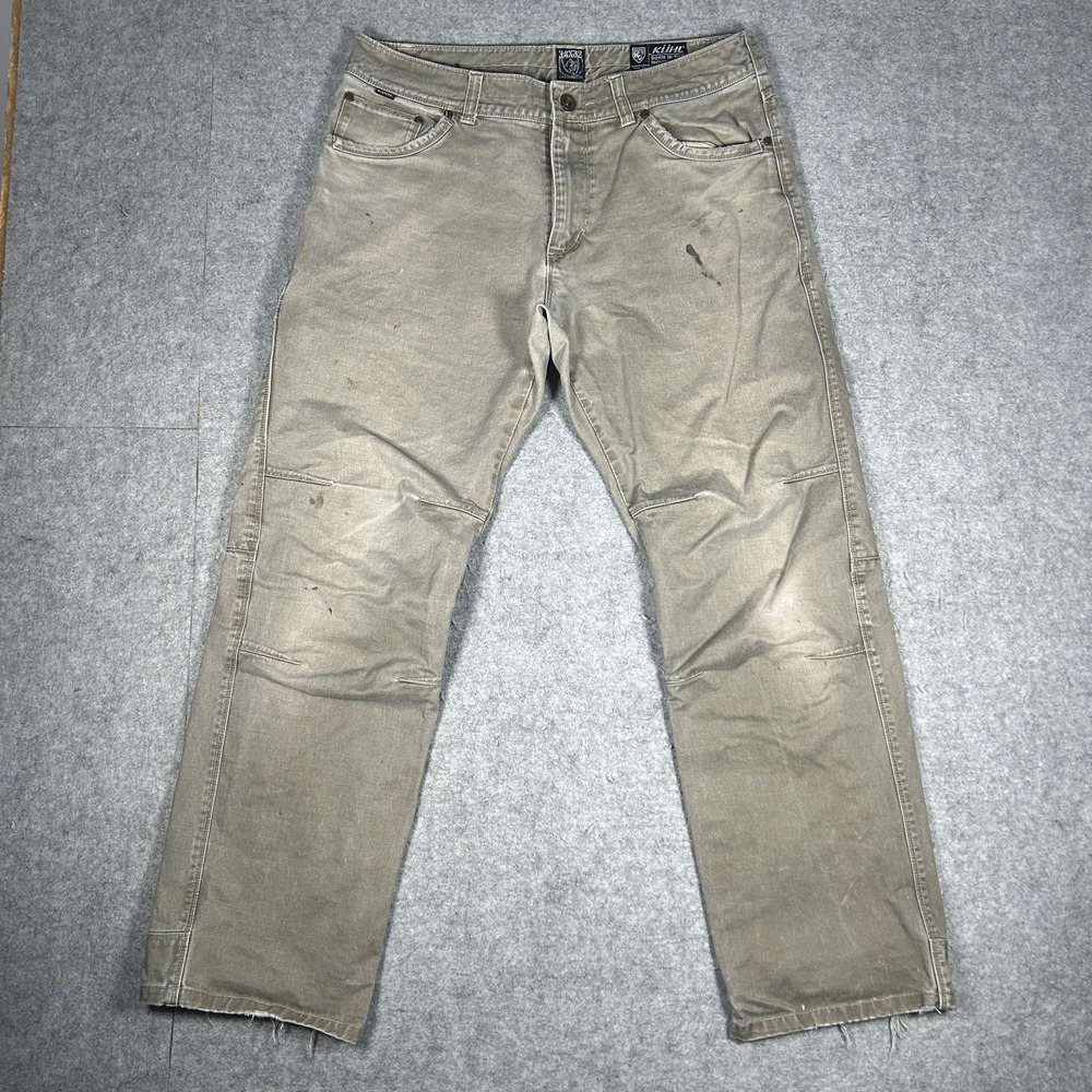 KÜHL Pants Mens 34x32 Olive/Khaki Outdoor Workwear Hiking Straight Leg Faded